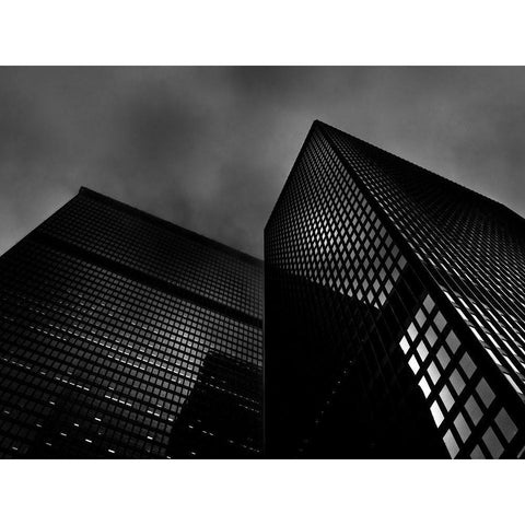 Downtown Toronto Fogfest No 14 Black Modern Wood Framed Art Print with Double Matting by Carson, Brian