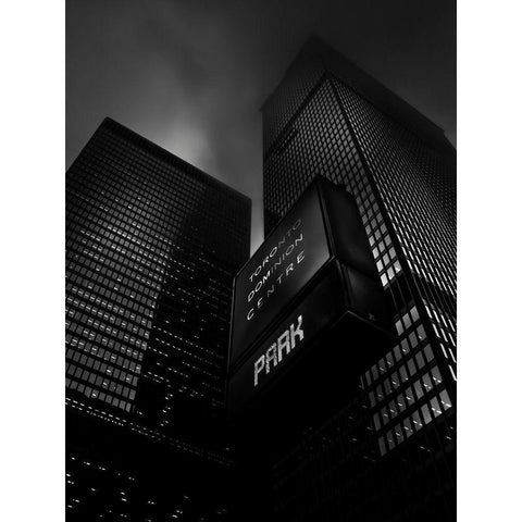 Downtown Toronto Fogfest No 16 Black Modern Wood Framed Art Print with Double Matting by Carson, Brian