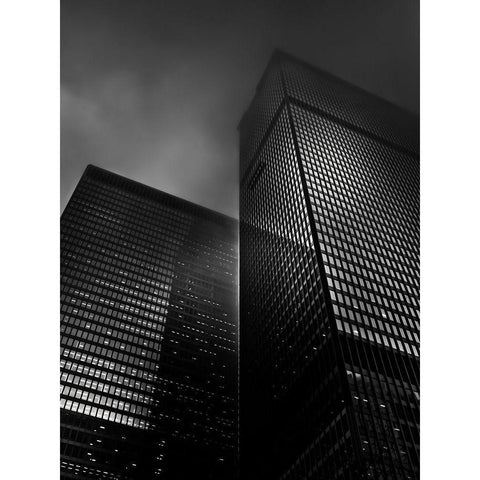 Downtown Toronto Fogfest No 17 Black Modern Wood Framed Art Print with Double Matting by Carson, Brian