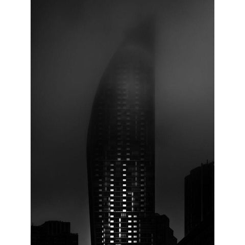 Downtown Toronto Fogfest No 19 Black Modern Wood Framed Art Print with Double Matting by Carson, Brian