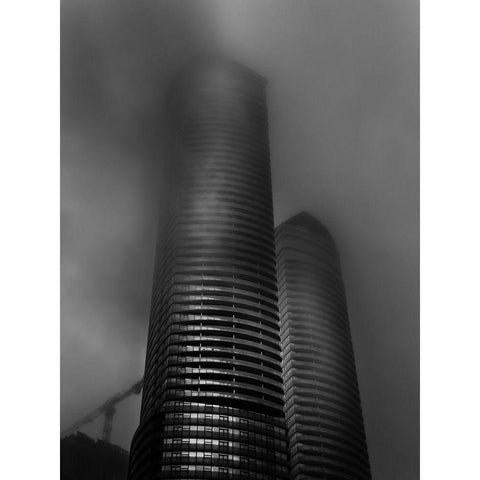 Downtown Toronto Fogfest No 20 Black Modern Wood Framed Art Print with Double Matting by Carson, Brian