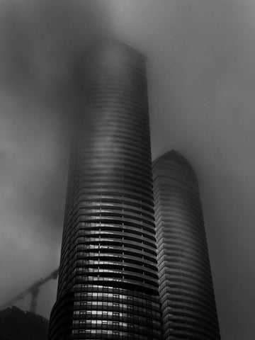 Downtown Toronto Fogfest No 20 White Modern Wood Framed Art Print with Double Matting by Carson, Brian