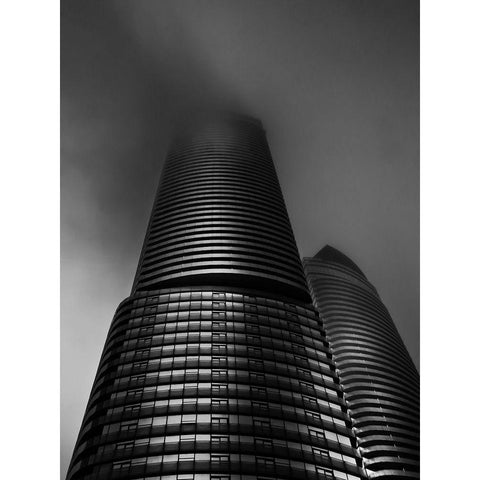 Downtown Toronto Fogfest No 21 Black Modern Wood Framed Art Print with Double Matting by Carson, Brian