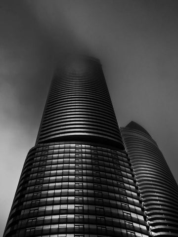 Downtown Toronto Fogfest No 21 White Modern Wood Framed Art Print with Double Matting by Carson, Brian