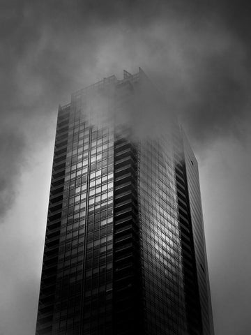 Downtown Toronto Fogfest No 24 White Modern Wood Framed Art Print with Double Matting by Carson, Brian