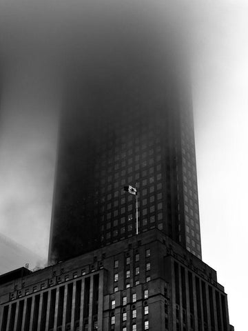 Downtown Toronto Fogfest No 28 White Modern Wood Framed Art Print with Double Matting by Carson, Brian