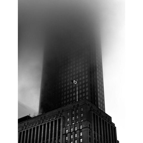 Downtown Toronto Fogfest No 28 White Modern Wood Framed Art Print by Carson, Brian