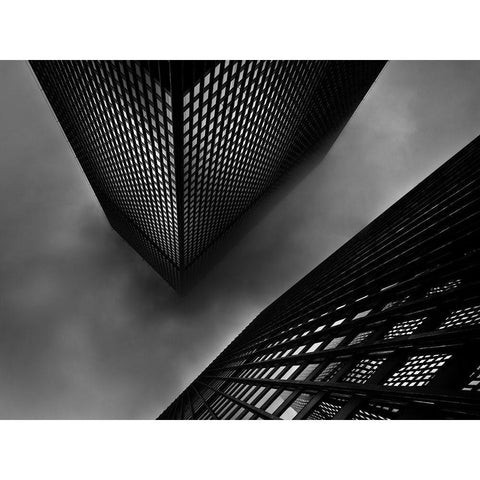 Downtown Toronto Fogfest No 29 Black Modern Wood Framed Art Print with Double Matting by Carson, Brian