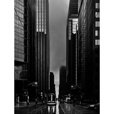 Downtown Toronto Fogfest No 32 Black Modern Wood Framed Art Print with Double Matting by Carson, Brian