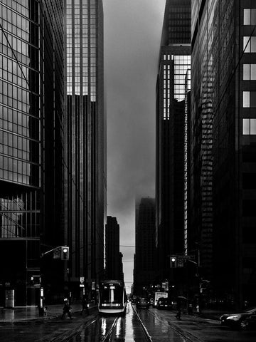 Downtown Toronto Fogfest No 32 White Modern Wood Framed Art Print with Double Matting by Carson, Brian