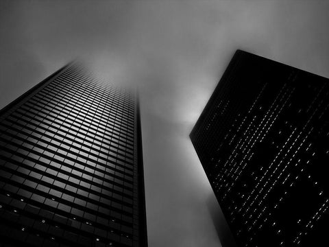 Downtown Toronto Fogfest No 33 White Modern Wood Framed Art Print with Double Matting by Carson, Brian