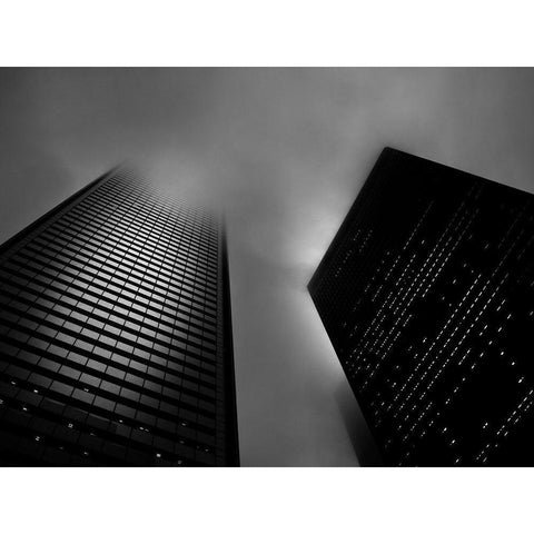 Downtown Toronto Fogfest No 33 Black Modern Wood Framed Art Print with Double Matting by Carson, Brian