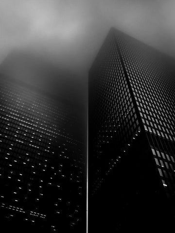 Downtown Toronto Fogfest No 40 White Modern Wood Framed Art Print with Double Matting by Carson, Brian