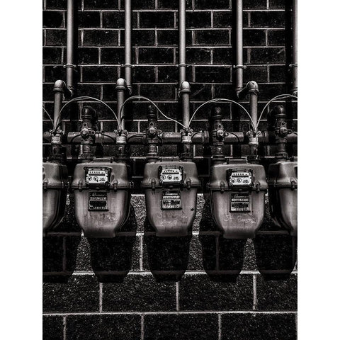 Gas Meters White Modern Wood Framed Art Print by Carson, Brian