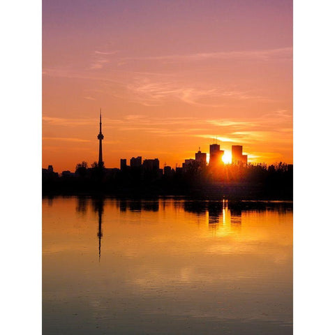 Leslie Street Spit Toronto at Sunset Gold Ornate Wood Framed Art Print with Double Matting by Carson, Brian