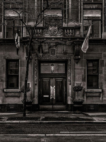 King Street Toronto No 91 White Modern Wood Framed Art Print with Double Matting by Carson, Brian