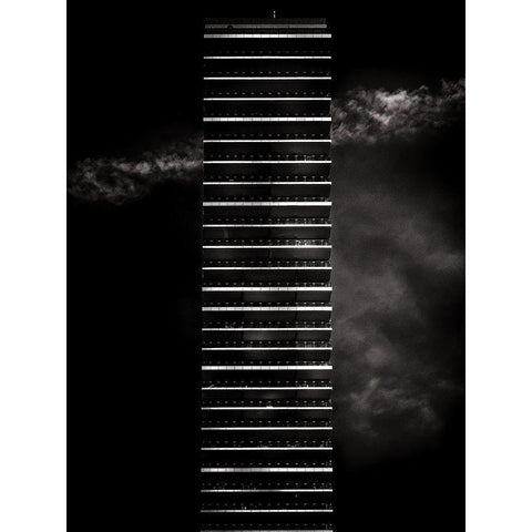 King Street Toronto No 2243 Black Modern Wood Framed Art Print with Double Matting by Carson, Brian