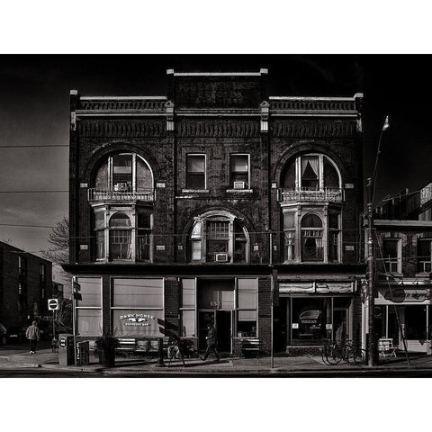 Queen Street Toronto No 682 Gold Ornate Wood Framed Art Print with Double Matting by Carson, Brian