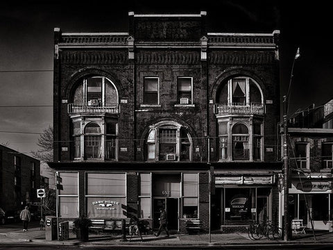 Queen Street Toronto No 682 Black Ornate Wood Framed Art Print with Double Matting by Carson, Brian