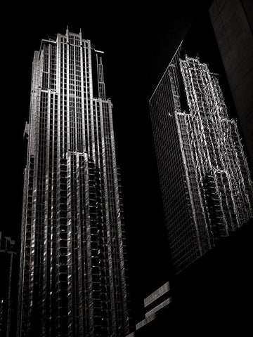 Bay Street Toronto No 7631 Black Ornate Wood Framed Art Print with Double Matting by Carson, Brian