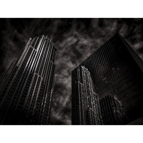 Bay Street Toronto No 7633 Black Modern Wood Framed Art Print with Double Matting by Carson, Brian