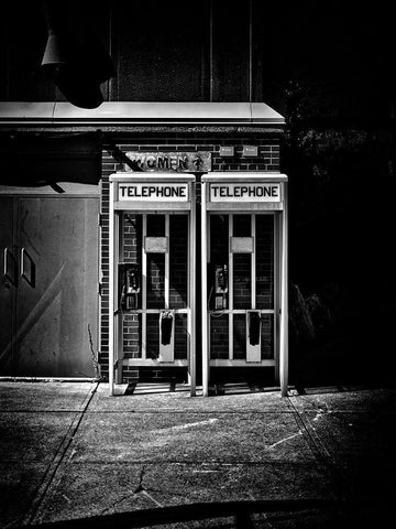 Phone Booth No 1 Black Ornate Wood Framed Art Print with Double Matting by Carson, Brian