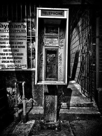 Phone Booth No 2 Black Ornate Wood Framed Art Print with Double Matting by Carson, Brian