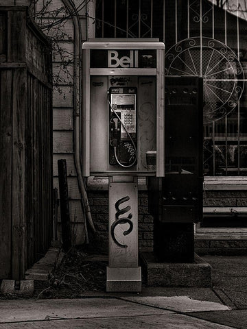Phone Booth No 6 Black Ornate Wood Framed Art Print with Double Matting by Carson, Brian
