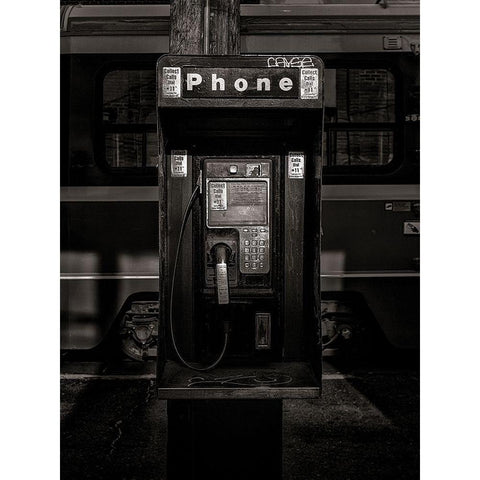 Phone Booth No 13 Black Modern Wood Framed Art Print with Double Matting by Carson, Brian