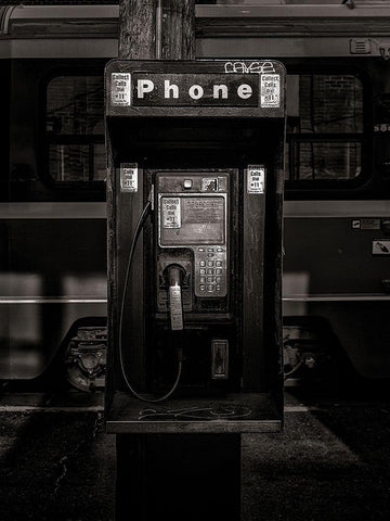 Phone Booth No 13 Black Ornate Wood Framed Art Print with Double Matting by Carson, Brian