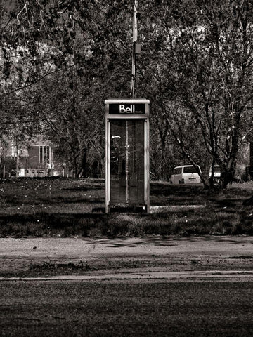 Phone Booth No 14 Black Ornate Wood Framed Art Print with Double Matting by Carson, Brian