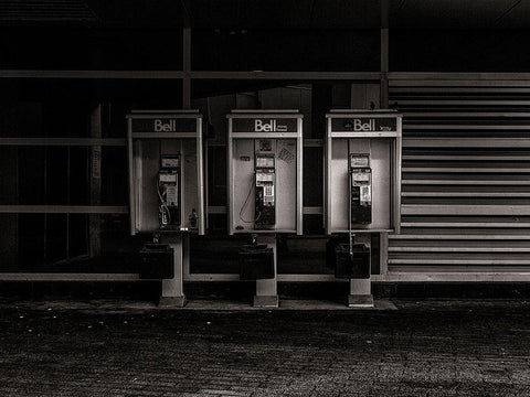 Phone Booth No 15 Black Ornate Wood Framed Art Print with Double Matting by Carson, Brian