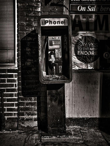 Phone Booth No 17 Black Ornate Wood Framed Art Print with Double Matting by Carson, Brian