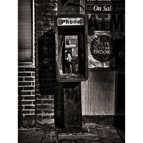 Phone Booth No 17 Black Modern Wood Framed Art Print with Double Matting by Carson, Brian