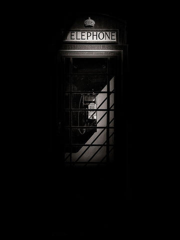 Phone Booth No 18 Black Ornate Wood Framed Art Print with Double Matting by Carson, Brian