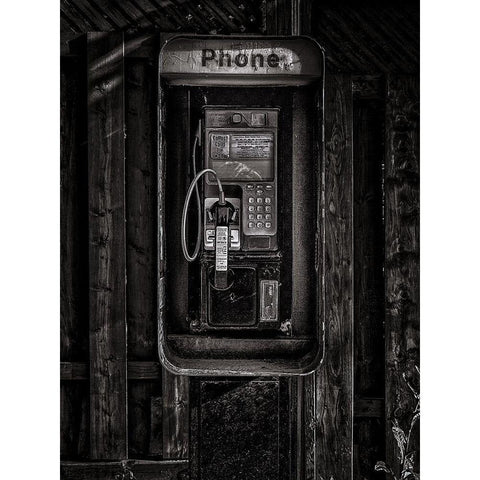 Phone Booth No 28 Black Modern Wood Framed Art Print with Double Matting by Carson, Brian