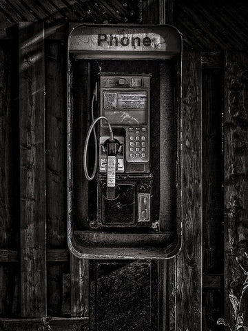 Phone Booth No 28 Black Ornate Wood Framed Art Print with Double Matting by Carson, Brian