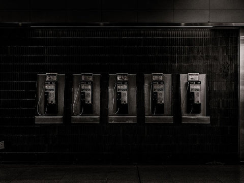 Phone Booth No 30 Black Ornate Wood Framed Art Print with Double Matting by Carson, Brian