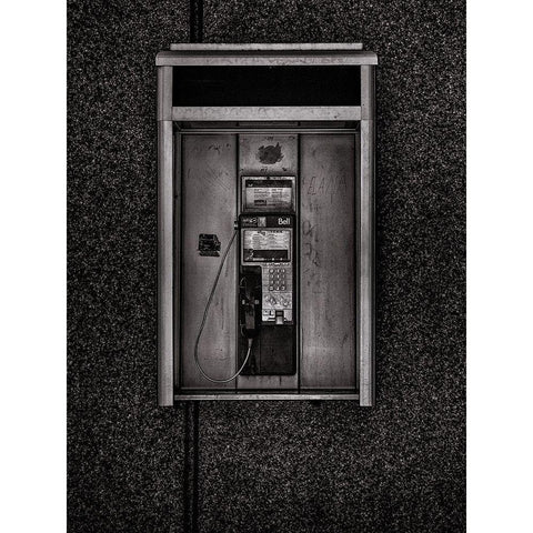 Phone Booth No 33 Black Modern Wood Framed Art Print with Double Matting by Carson, Brian