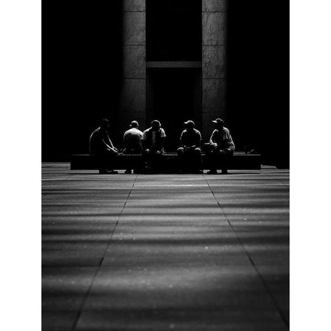 Shadowy men Doing Shadowy Things Black Modern Wood Framed Art Print with Double Matting by Carson, Brian