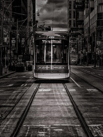 King Street Car Toronto White Modern Wood Framed Art Print with Double Matting by Carson, Brian