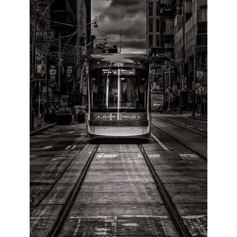 King Street Car Toronto Black Modern Wood Framed Art Print with Double Matting by Carson, Brian