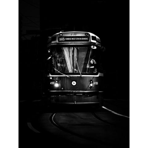 Dundas Street Car Toronto Black Modern Wood Framed Art Print with Double Matting by Carson, Brian