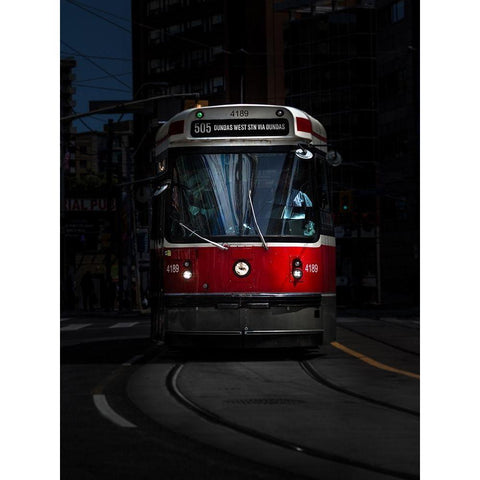 Dundas Street Car Toronto Color Black Modern Wood Framed Art Print with Double Matting by Carson, Brian