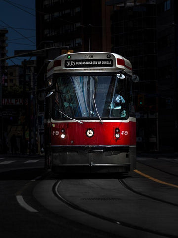 Dundas Street Car Toronto Color White Modern Wood Framed Art Print with Double Matting by Carson, Brian