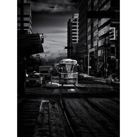 St Clair Street Car Toronto Black Modern Wood Framed Art Print with Double Matting by Carson, Brian