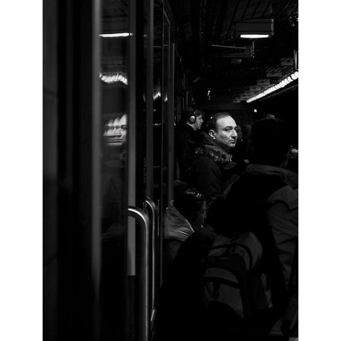 Toronto Subway Reflection White Modern Wood Framed Art Print by Carson, Brian