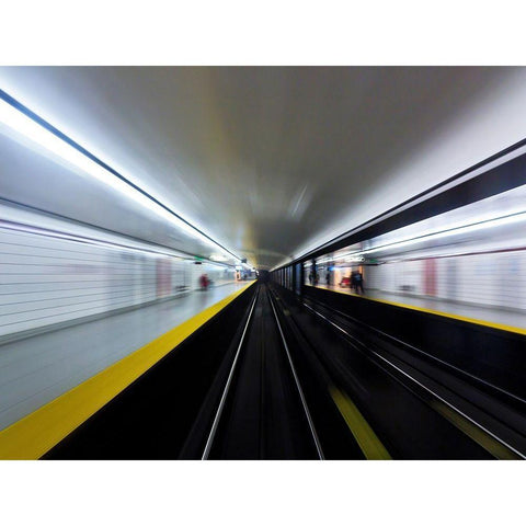 Toronto Subway System Speed No 3 Black Modern Wood Framed Art Print with Double Matting by Carson, Brian