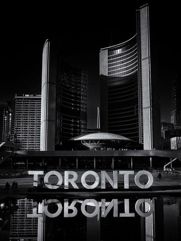 Toronto City Hall No 1 Black Ornate Wood Framed Art Print with Double Matting by Carson, Brian