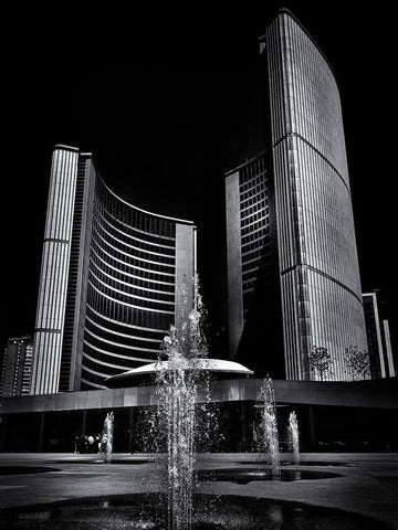 Toronto City Hall No 7 Black Ornate Wood Framed Art Print with Double Matting by Carson, Brian